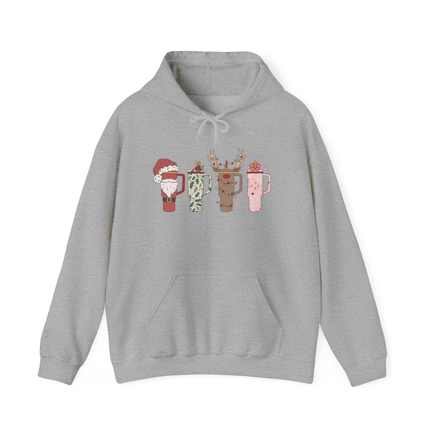 Festive Hot Beverage Hoodie, Holiday Sweatshirt, Unisex Cozy Pullover, Christmas Gift, Winter Apparel, Mug Design Hoodie