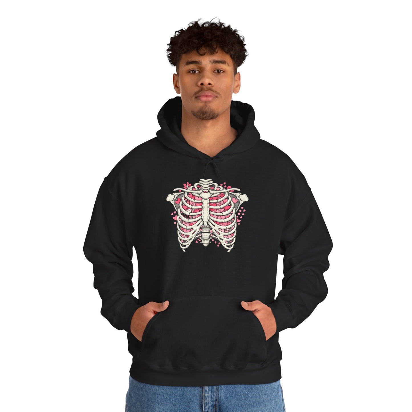 Ribcage Bloom Hoodie — Floral Skeleton Chest Graphic Sweatshirt