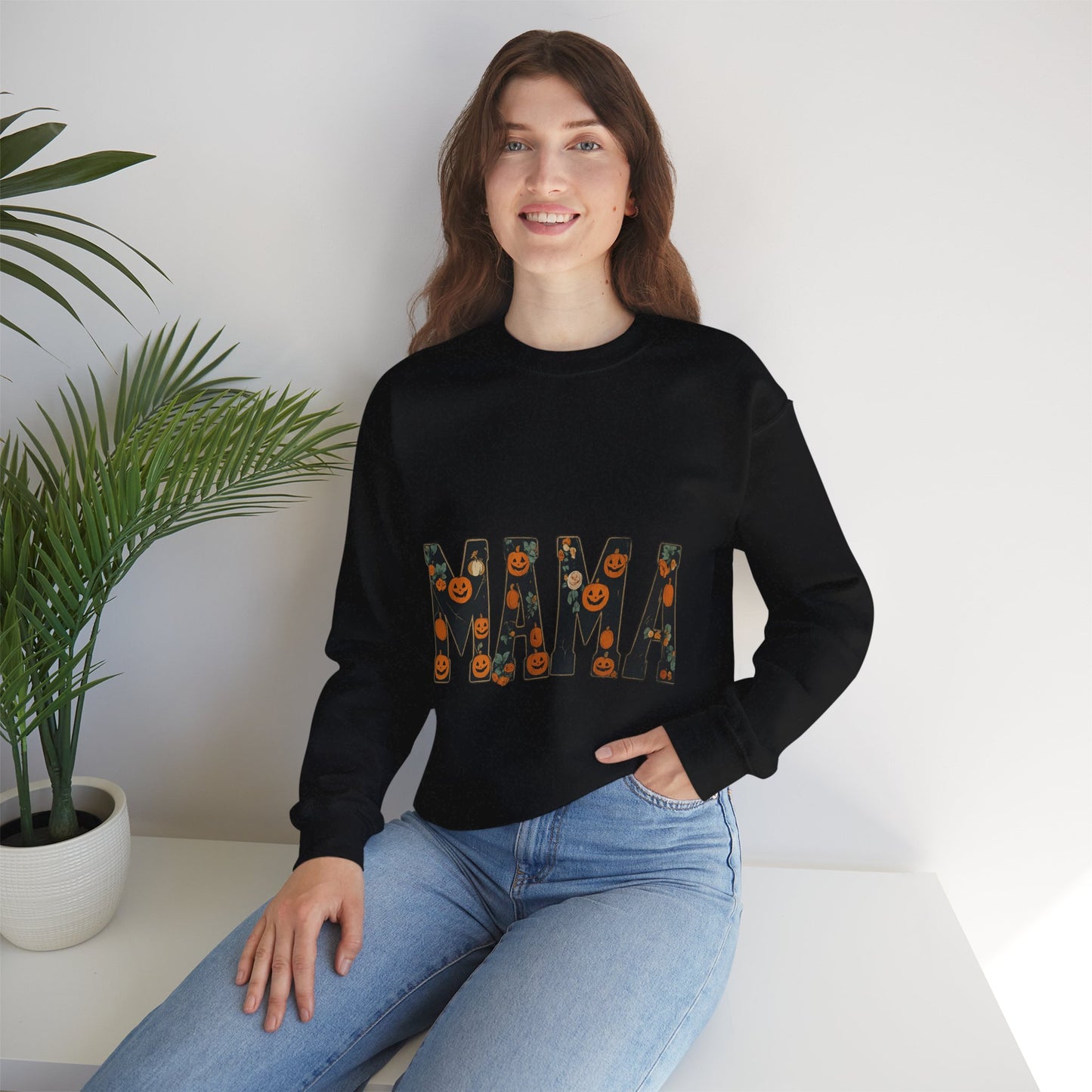 Mama Pumpkin Crewneck Sweatshirt, Fall Fashion, Halloween Gift, Cozy Sweatshirt, Casual Wear, Gift for Moms