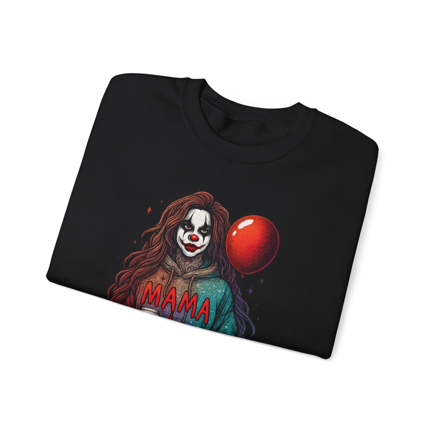 Clown-themed Crewneck Sweatshirt for Moms, Cozy Gift for Mother's Day, Halloween Apparel, Trendy Casual Wear, Unique Graphic Top