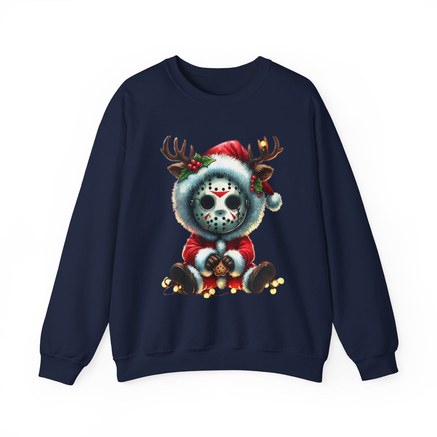 Christmas Jason Mask Sweatshirt — Cute Horror Holiday Crewneck