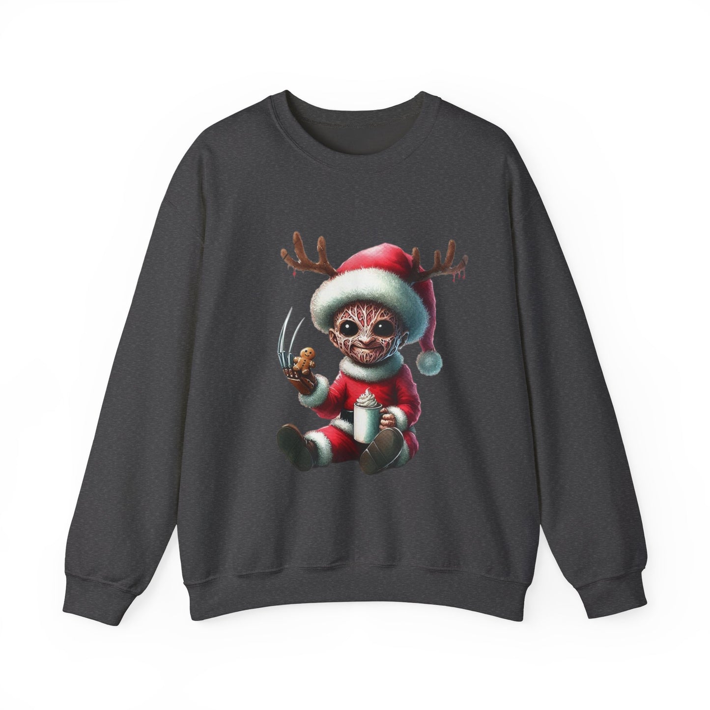 Christmas Cat Elf Sweatshirt — Cute Santa Kitten with Antlers Holiday Crewneck