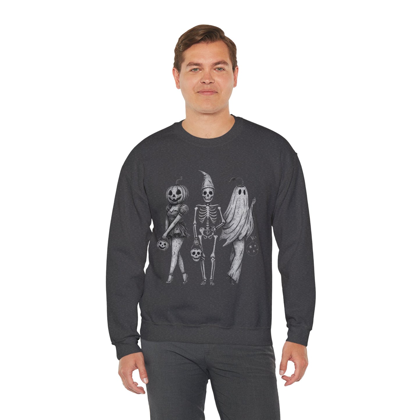 Halloween Sweatshirt with Ghosts and Ghouls Design