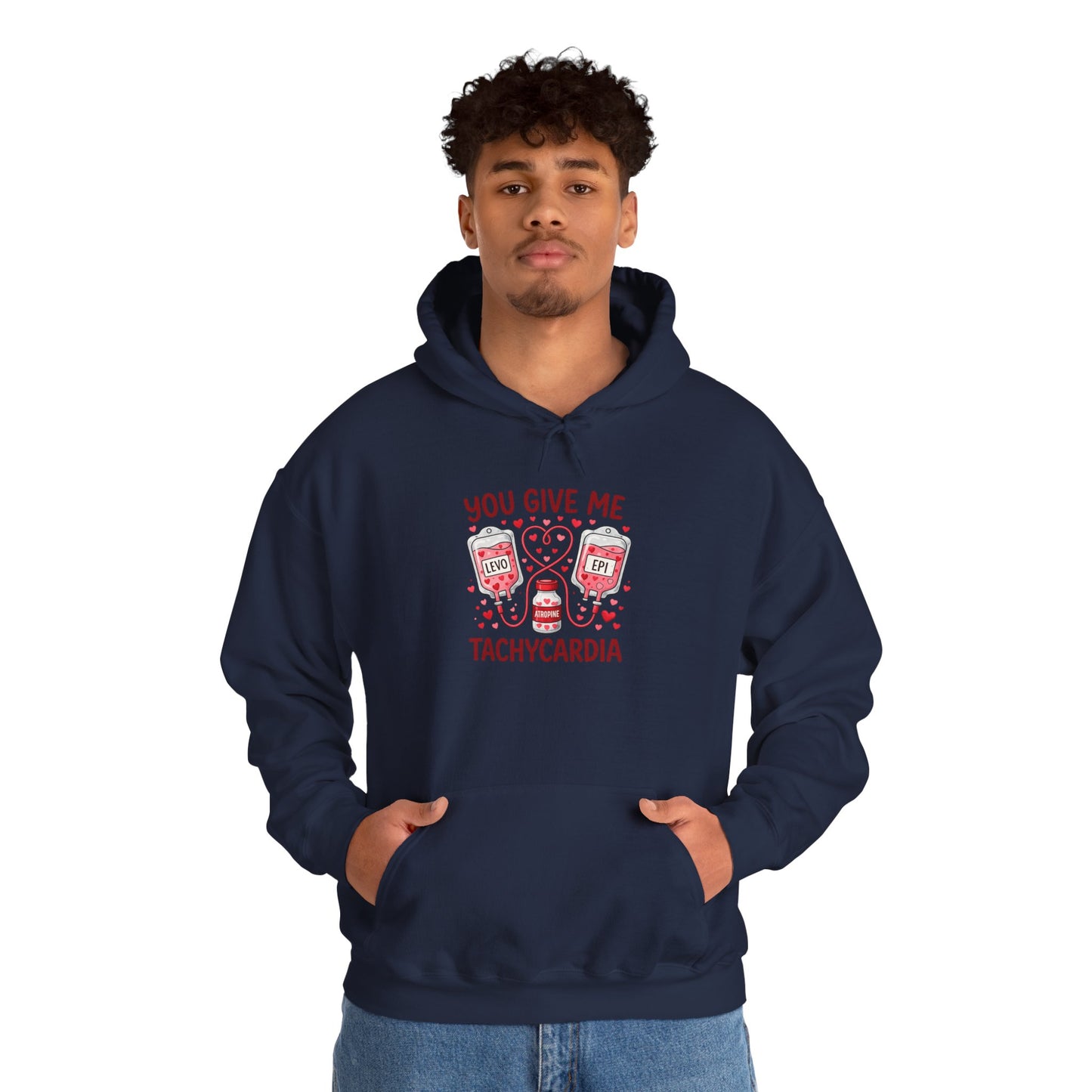 You Give Me Tachycardia Hoodie — Cute ECG Heart & IV Bag Medical Valentine Sweatshirt
