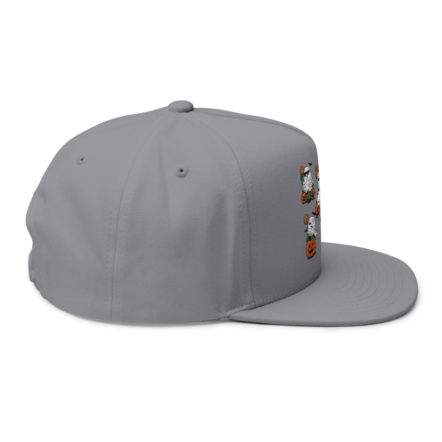 Halloween-Themed Flat Bill Cap, Pumpkin Hat, Embroidered Cap for Fall, Unique Gift for Halloween, Holiday Accessories, Spooky Season Fashion