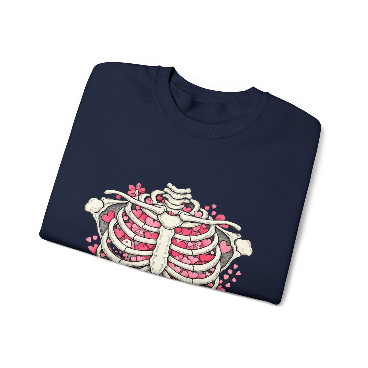 Ribcage Blossom Sweatshirt — Floral Skeleton Chest Graphic