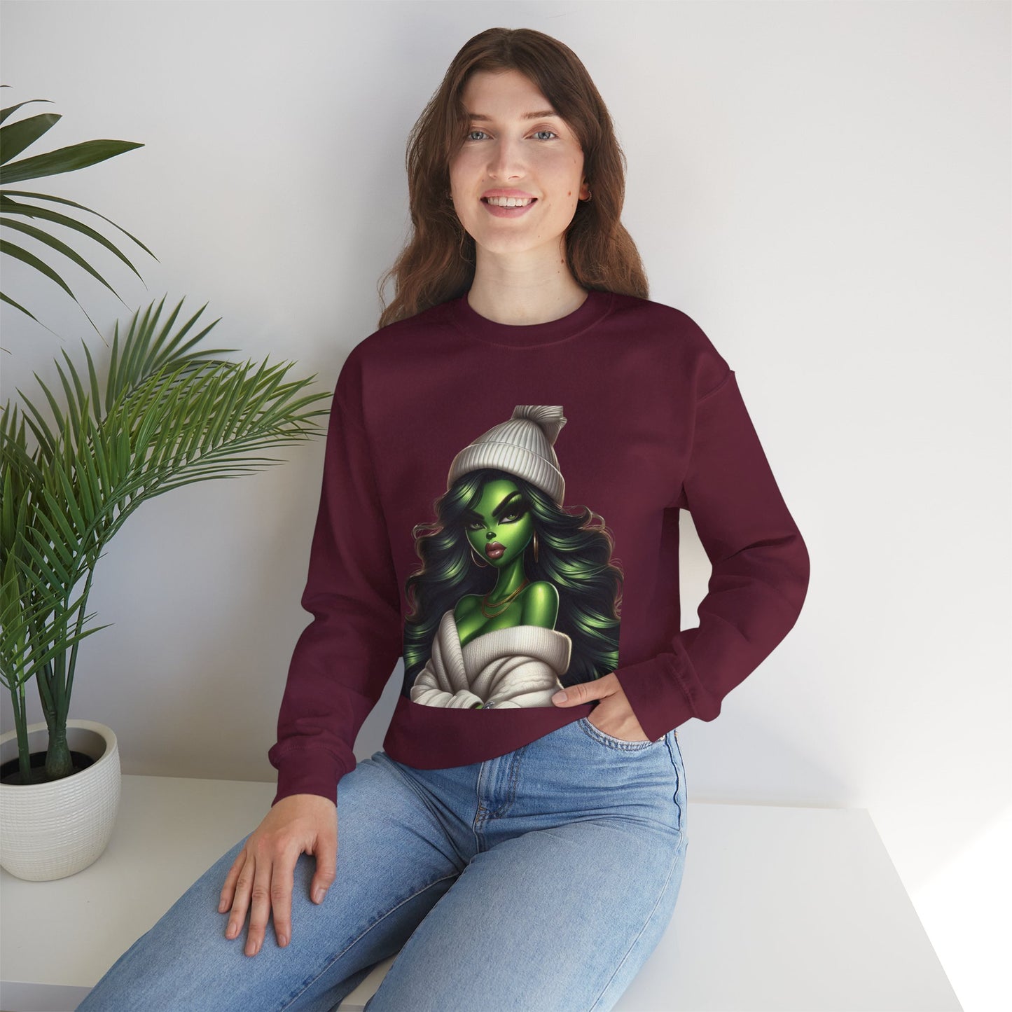 Green Witch Portrait Crewneck Sweatshirt