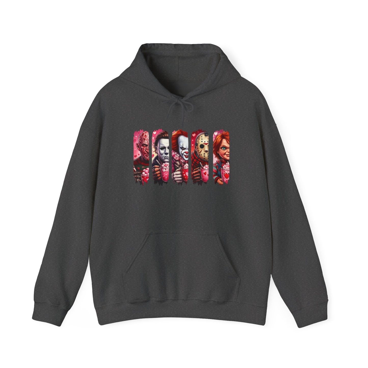 Horror Icons Hoodie — Stylized Slashed Portraits Graphic Sweatshirt