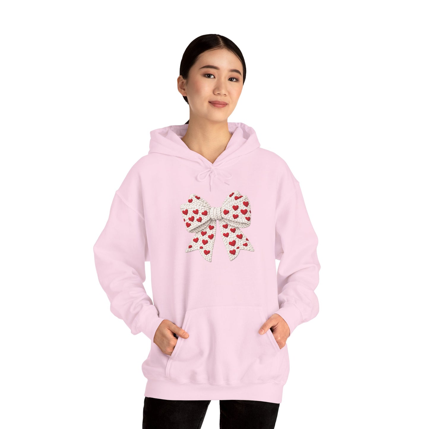 Valentine Heart Bow Hoodie — Cute Red Heart Ribbon Pullover