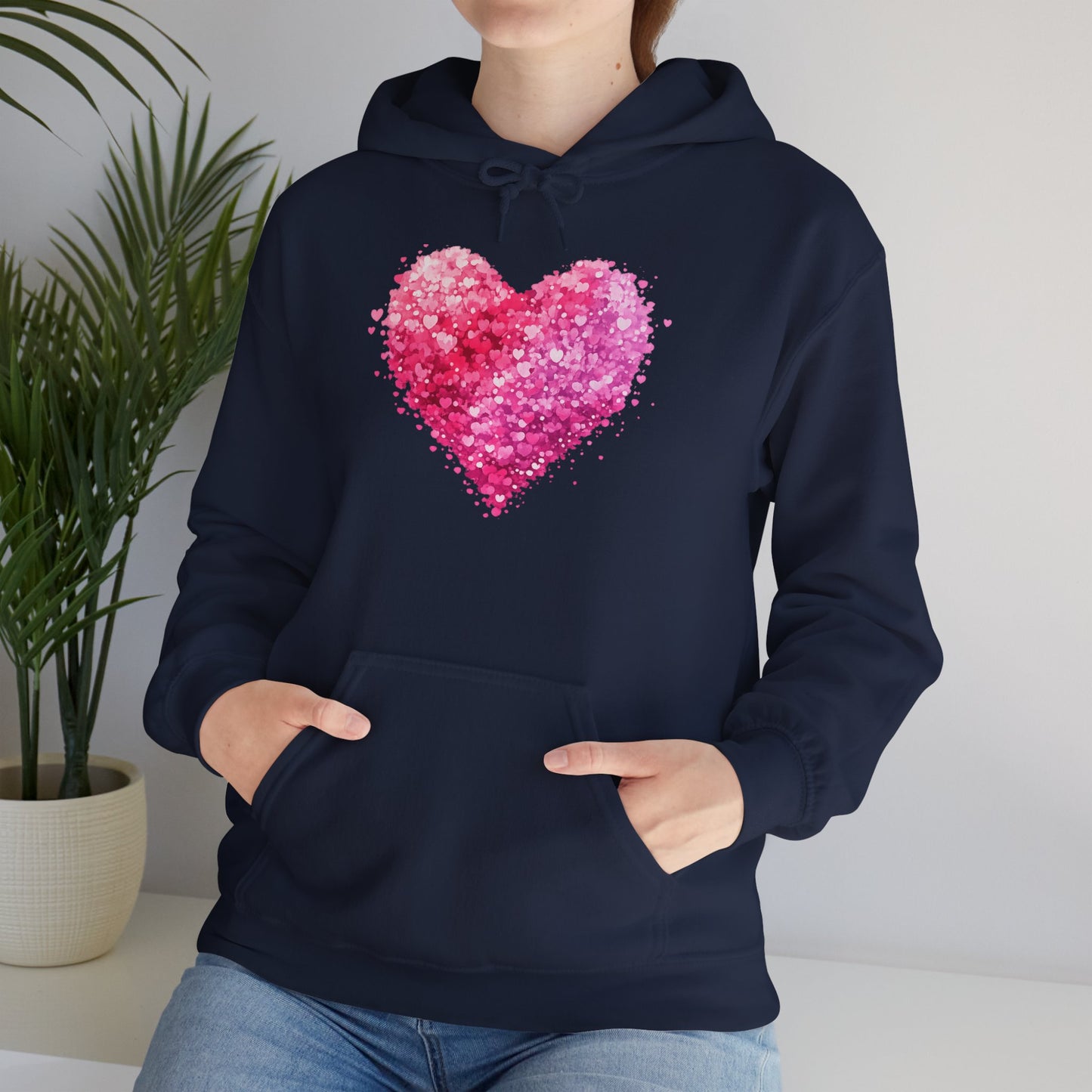 Cupid Skeleton Hoodie — Gothic Valentine Skeleton with Pink Hearts Pullover