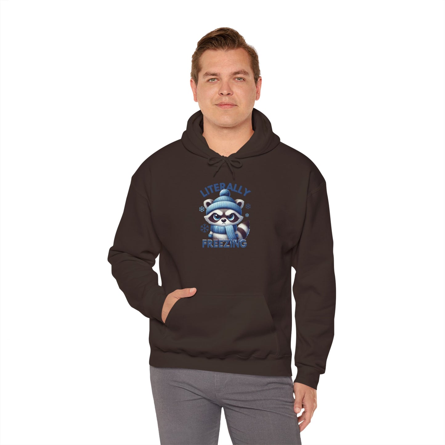 Chilly Raccoon Hoodie, Cozy Gift for Winter, Funny Hooded Hoodie, Cute Animal Apparel, Holiday Essentials
