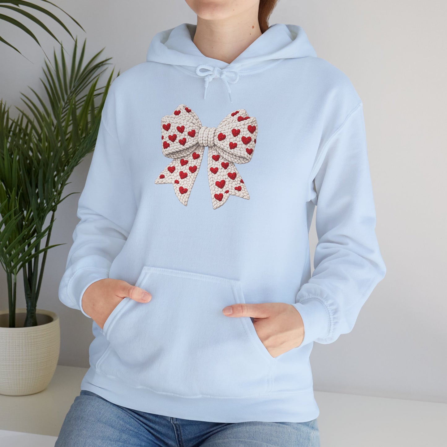 Valentine Heart Bow Hoodie — Cute Red Heart Ribbon Pullover