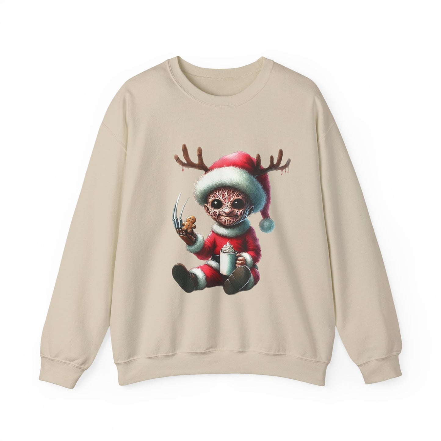 Christmas Cat Elf Sweatshirt — Cute Santa Kitten with Antlers Holiday Crewneck