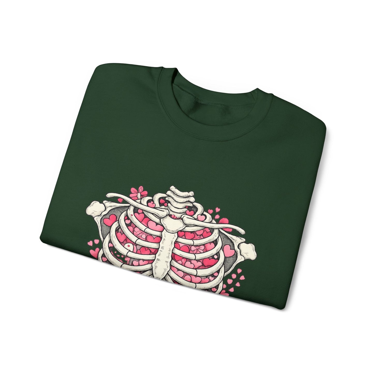 Ribcage Blossom Sweatshirt — Floral Skeleton Chest Graphic