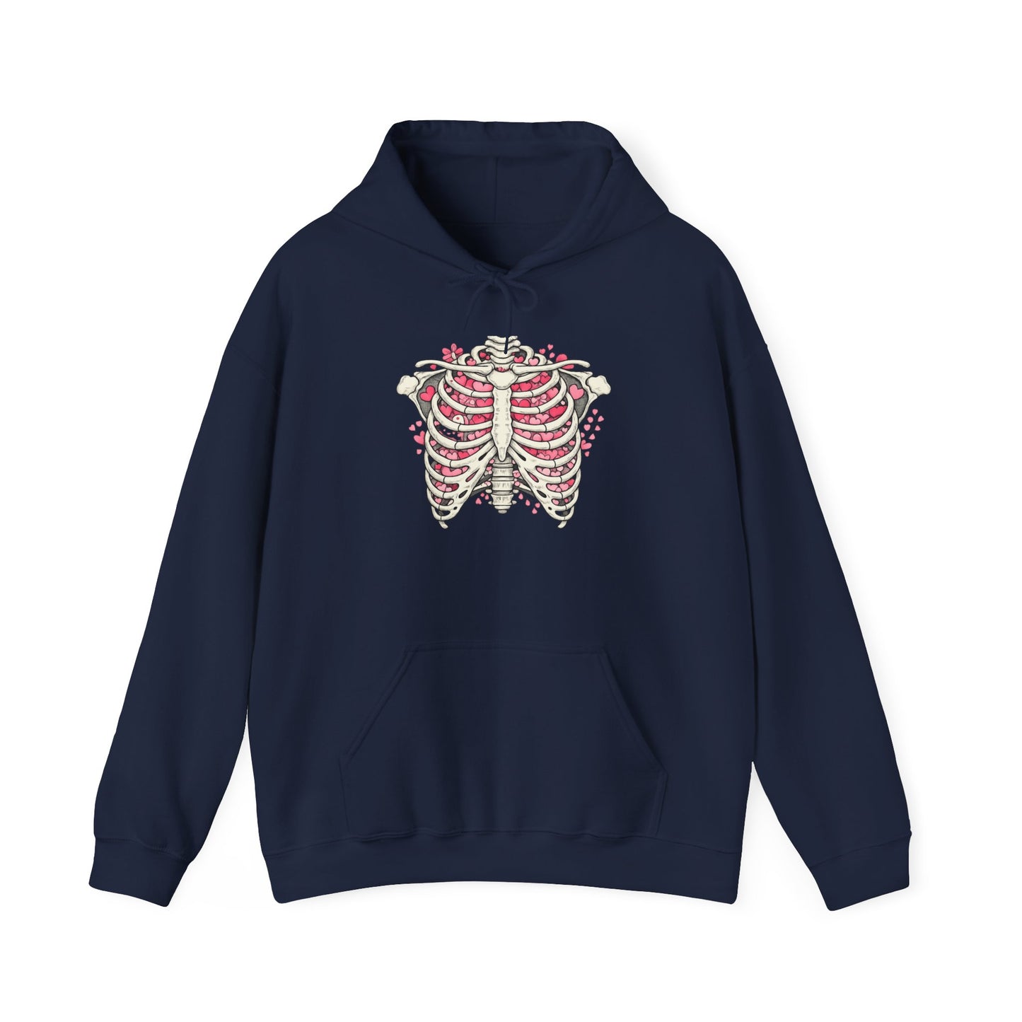 Ribcage Bloom Hoodie — Floral Skeleton Chest Graphic Sweatshirt