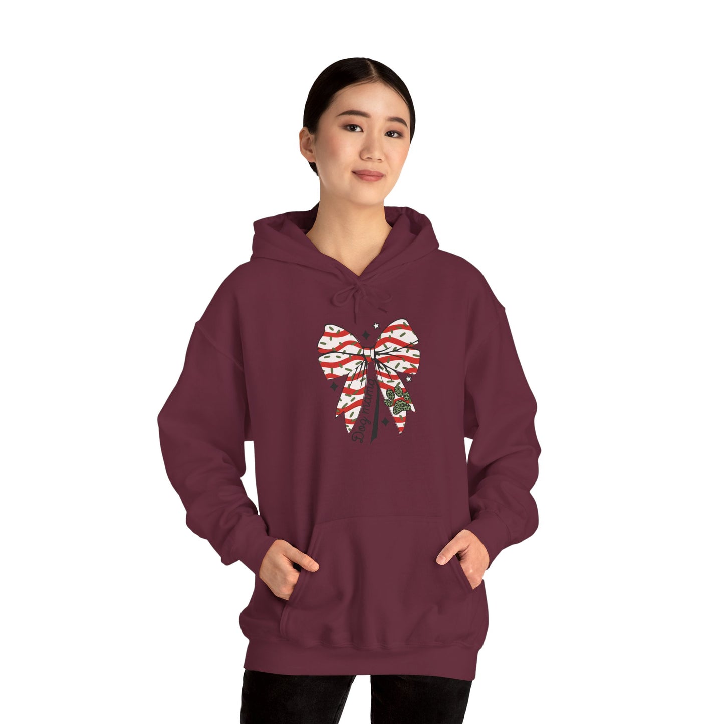 Festive Bow Hoodie for Holiday Cheer, Cozy Gift for Friends, Christmas Style, Winter Fashion, Comfortable Hoodie