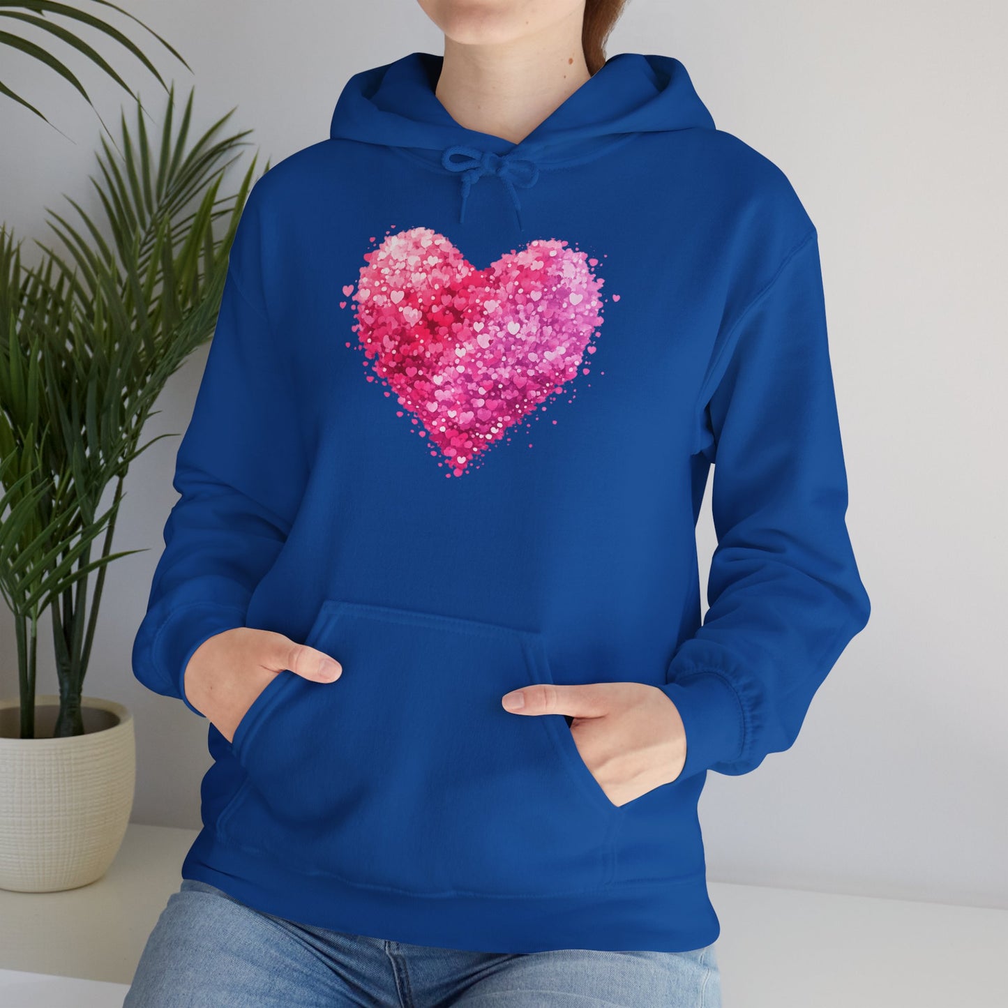 Cupid Skeleton Hoodie — Gothic Valentine Skeleton with Pink Hearts Pullover