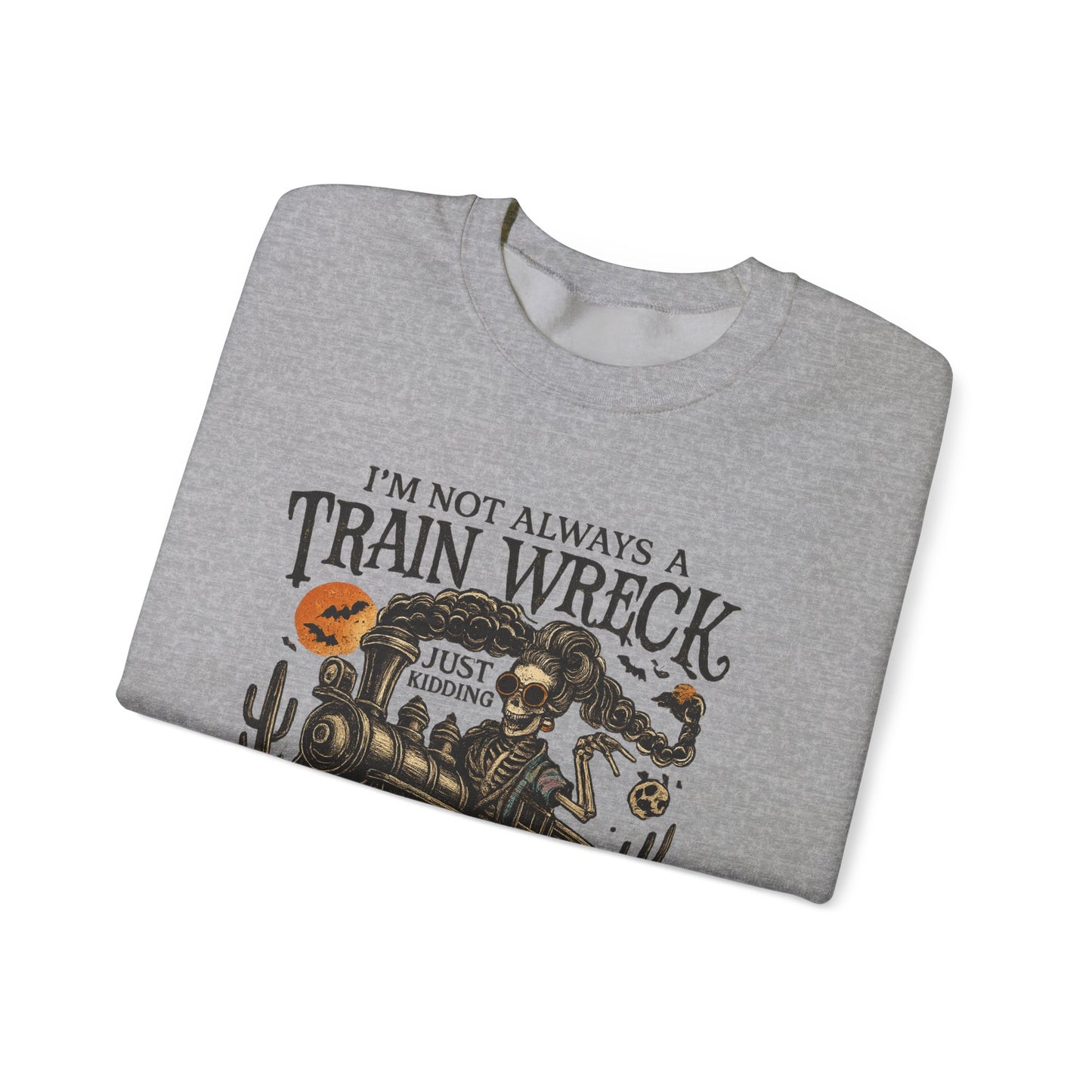 Funny Train Wreck Sweatshirt, Unisex Crewneck Sweatshirt, Halloween Apparel, Gift for Train Lovers, Cozy Fall Outfit
