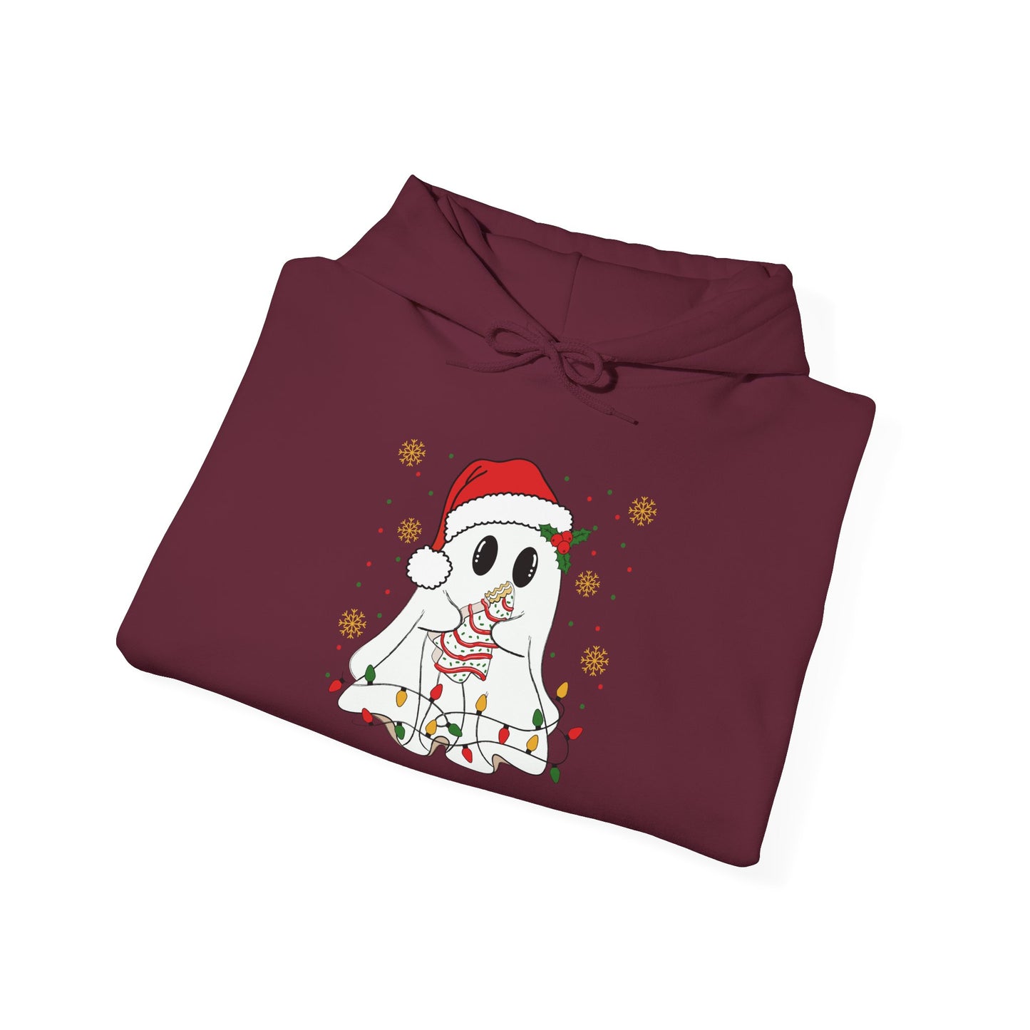 Santa Ghost Christmas Hoodie, Unisex Holiday Hoodie, Cute Winter Apparel, Cozy Gift for Ghost Lovers, Funny Xmas Clothing
