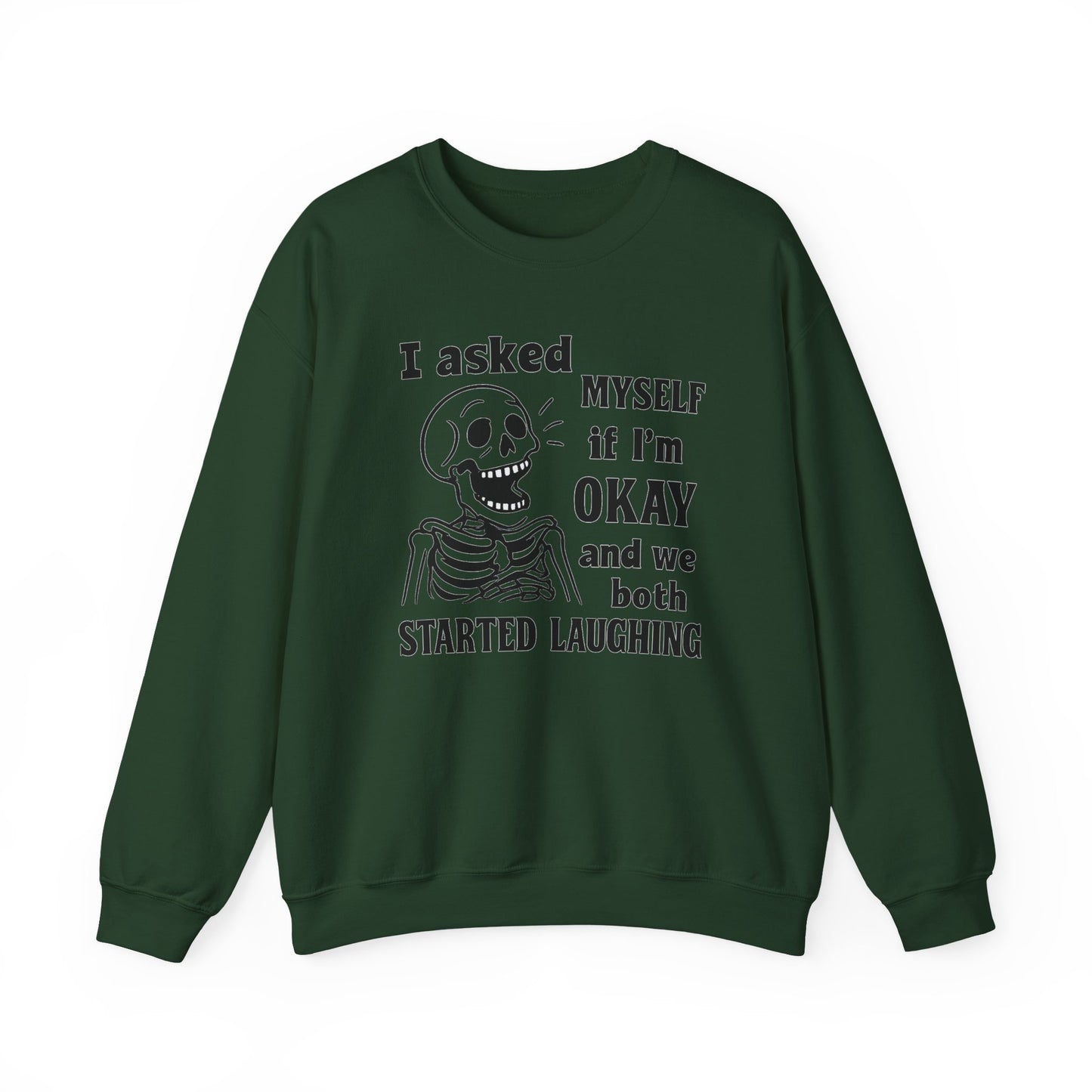 Funny Skeleton Sweatshirt, Unisex Crewneck for Comfort, Perfect for Halloween, Casual Wear, Gift for Friends, Cozy Laughs