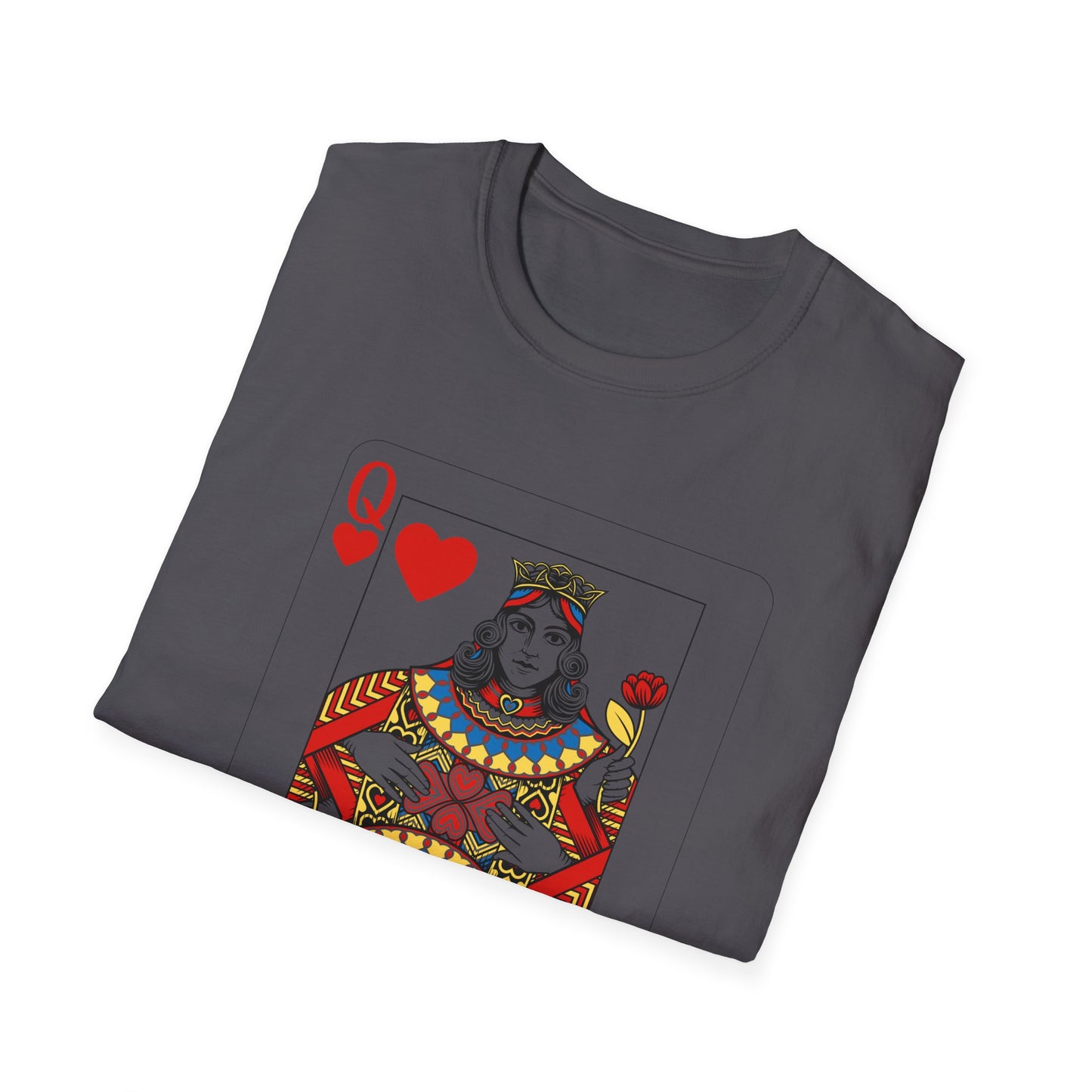 Valentines Queen of Hearts Unisex Softstyle T-Shirt - Card Inspired Design