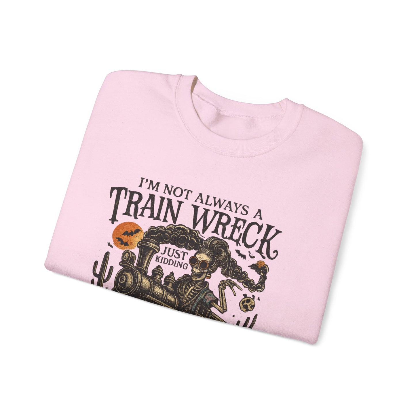Funny Train Wreck Sweatshirt, Unisex Crewneck Sweatshirt, Halloween Apparel, Gift for Train Lovers, Cozy Fall Outfit