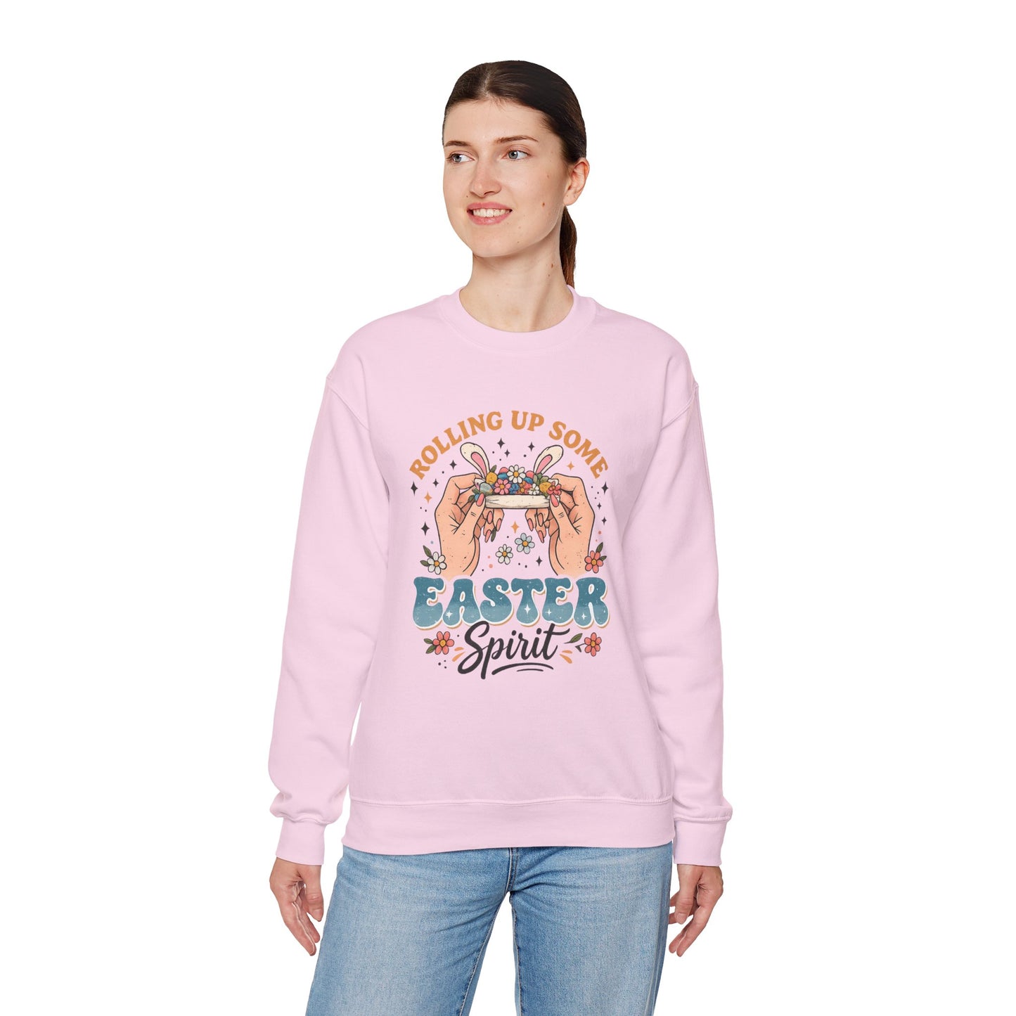 Easter Spirit Crewneck Sweatshirt — "Rolling Up Some Easter Spirit" Graphic