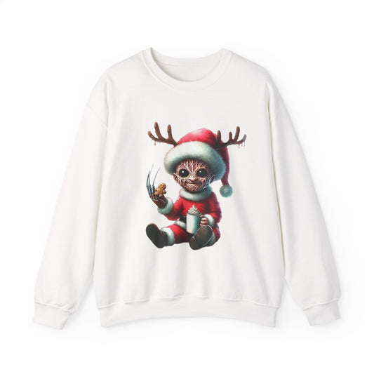 Christmas Cat Elf Sweatshirt — Cute Santa Kitten with Antlers Holiday Crewneck