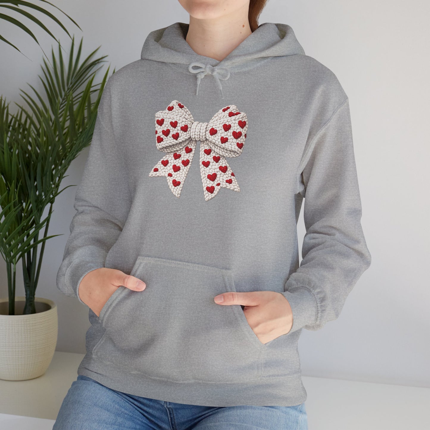 Valentine Heart Bow Hoodie — Cute Red Heart Ribbon Pullover