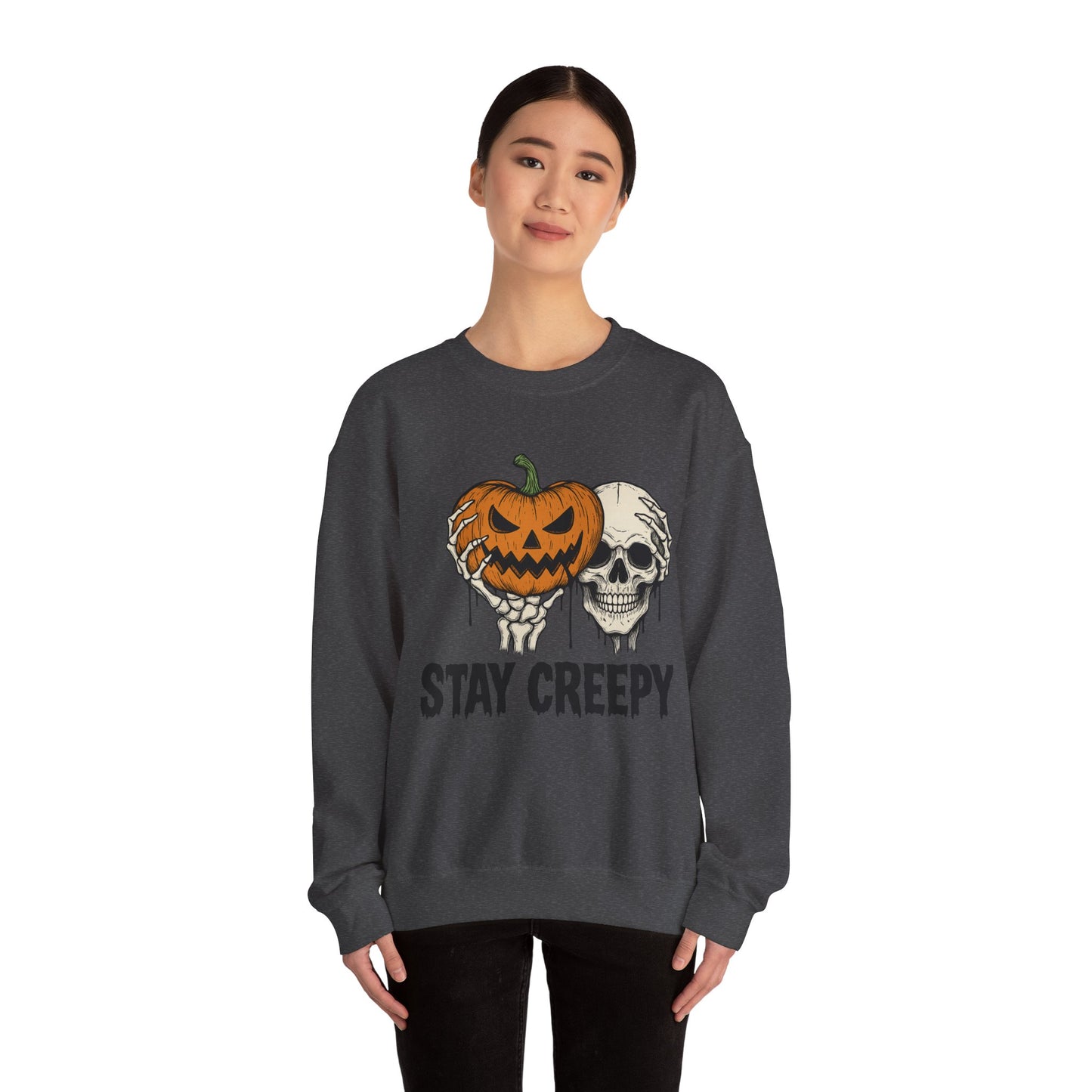 Stay Creepy Crewneck Sweatshirt, Halloween Sweatshirt, Unisex Fall Fashion, Cozy Sweatshirt Apparel, Spooky Halloween, Festive Gift