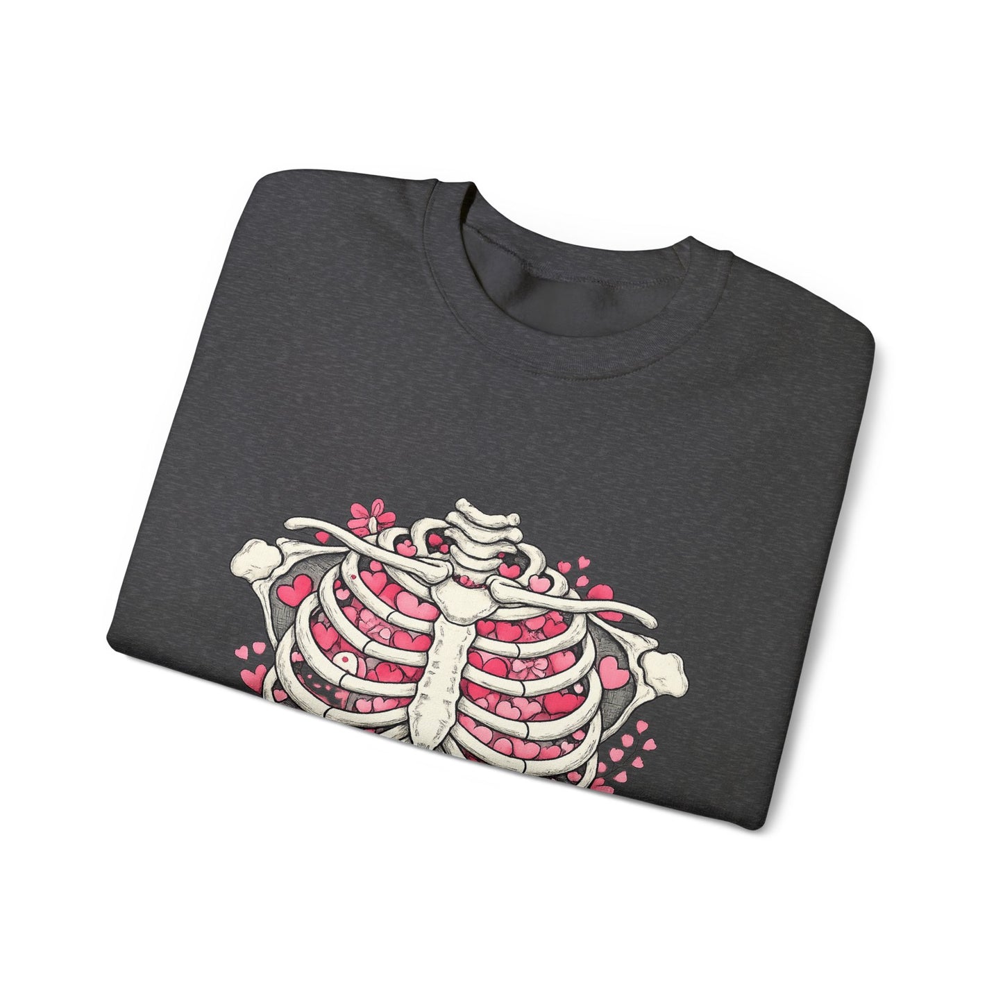 Ribcage Blossom Sweatshirt — Floral Skeleton Chest Graphic