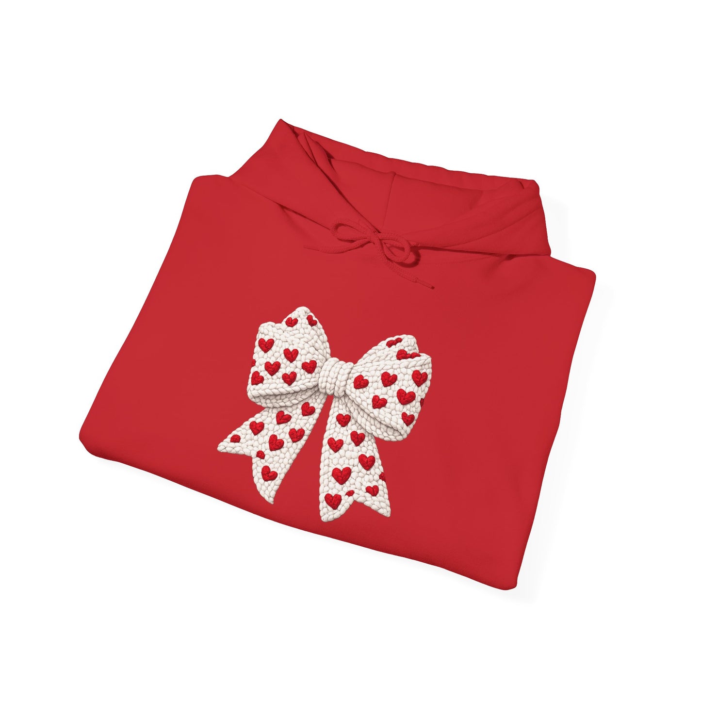 Valentine Heart Bow Hoodie — Cute Red Heart Ribbon Pullover