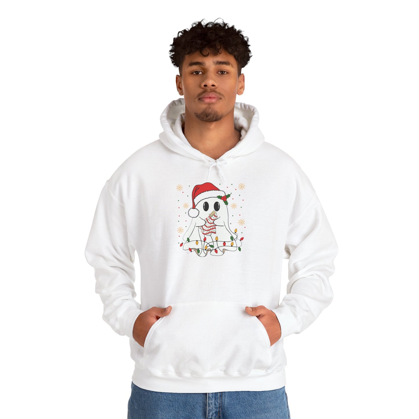 Santa Ghost Christmas Hoodie, Unisex Holiday Hoodie, Cute Winter Apparel, Cozy Gift for Ghost Lovers, Funny Xmas Clothing