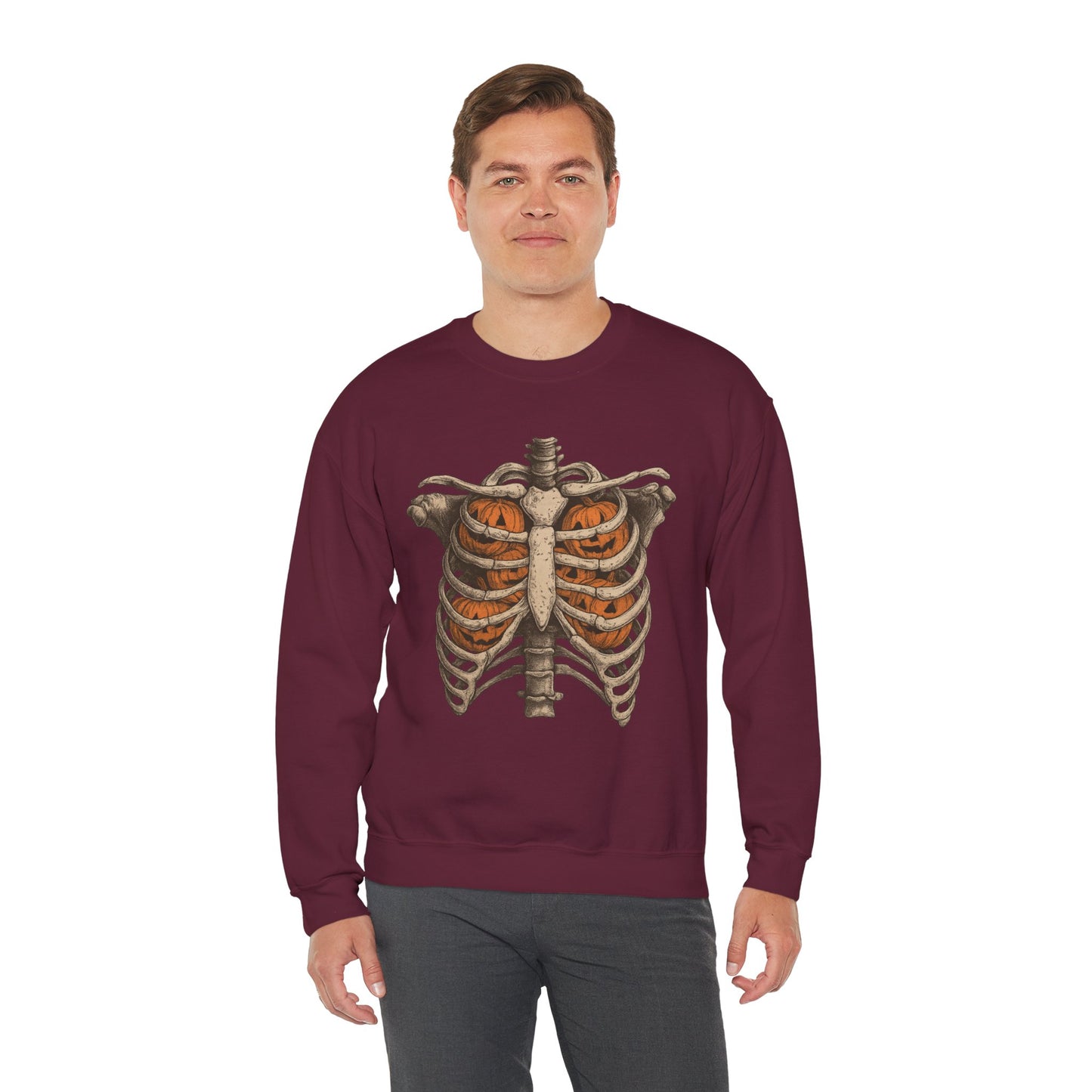 Halloween Skeleton Sweatshirt, Unisex Crewneck, Fall Fashion, Spooky Apparel, Gift for Halloween, Cozy Pullover