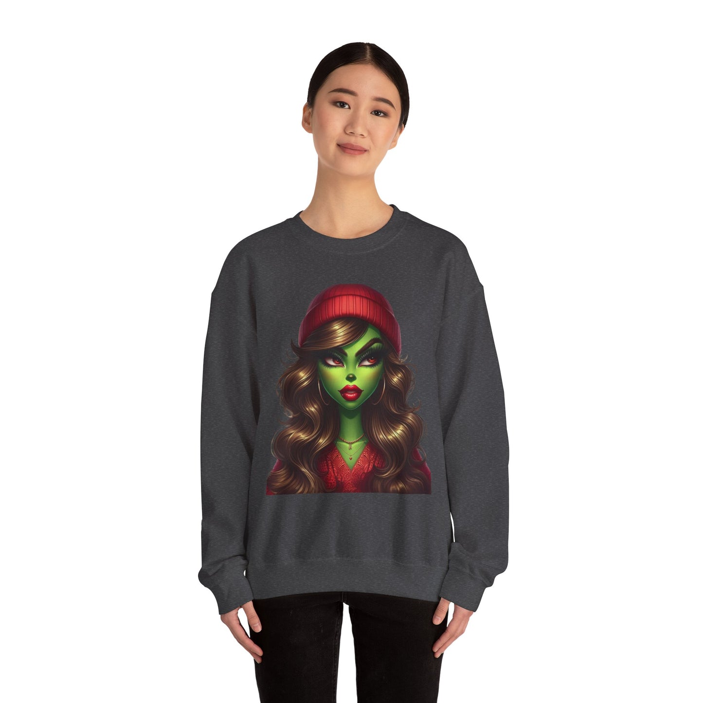 Witchy Green Girl Sweatshirt — Gothic Halloween Crewneck