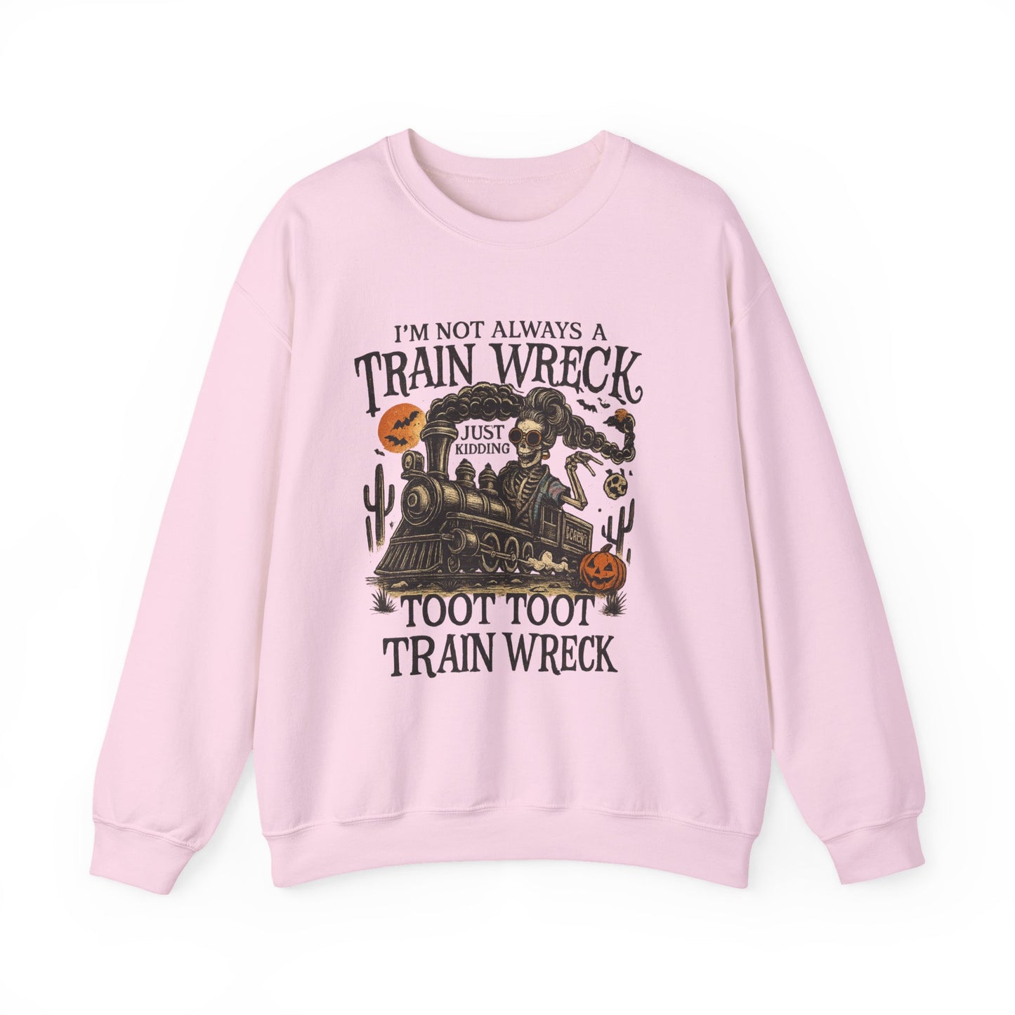 Funny Train Wreck Sweatshirt, Unisex Crewneck Sweatshirt, Halloween Apparel, Gift for Train Lovers, Cozy Fall Outfit
