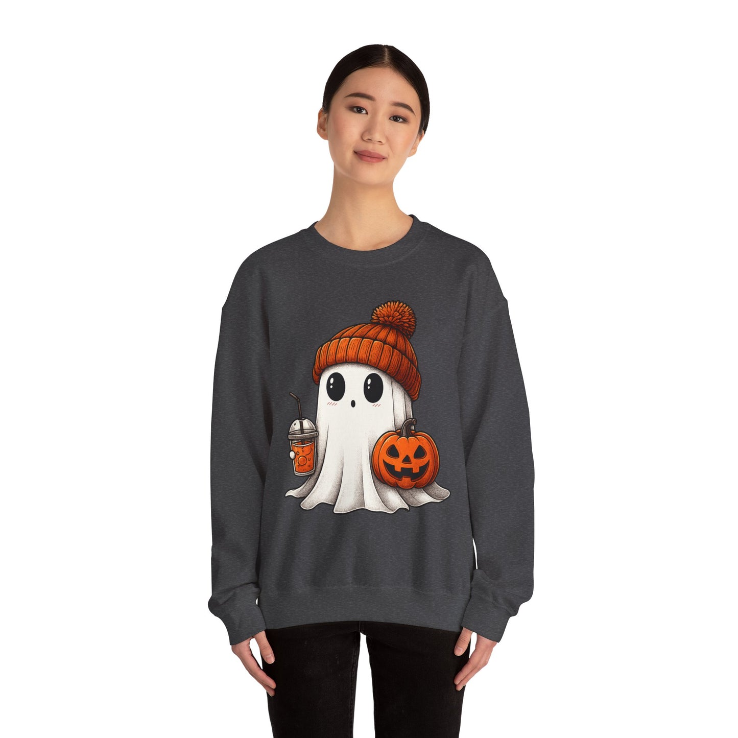 Cute Ghost Halloween Sweatshirt, Unisex Crewneck, Spooky Season Apparel, Fall Fashion, Cozy Pumpkin Sweater