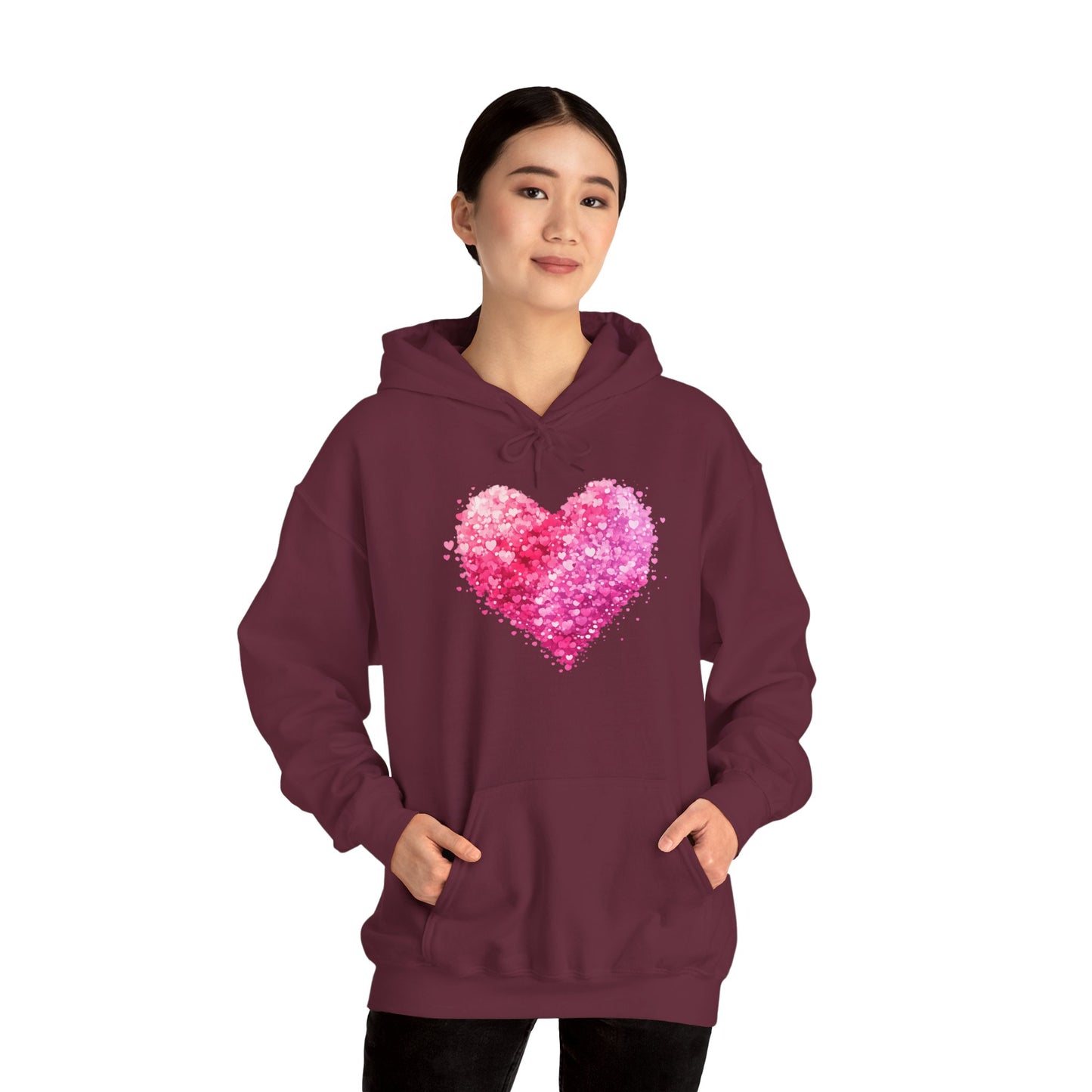Cupid Skeleton Hoodie — Gothic Valentine Skeleton with Pink Hearts Pullover