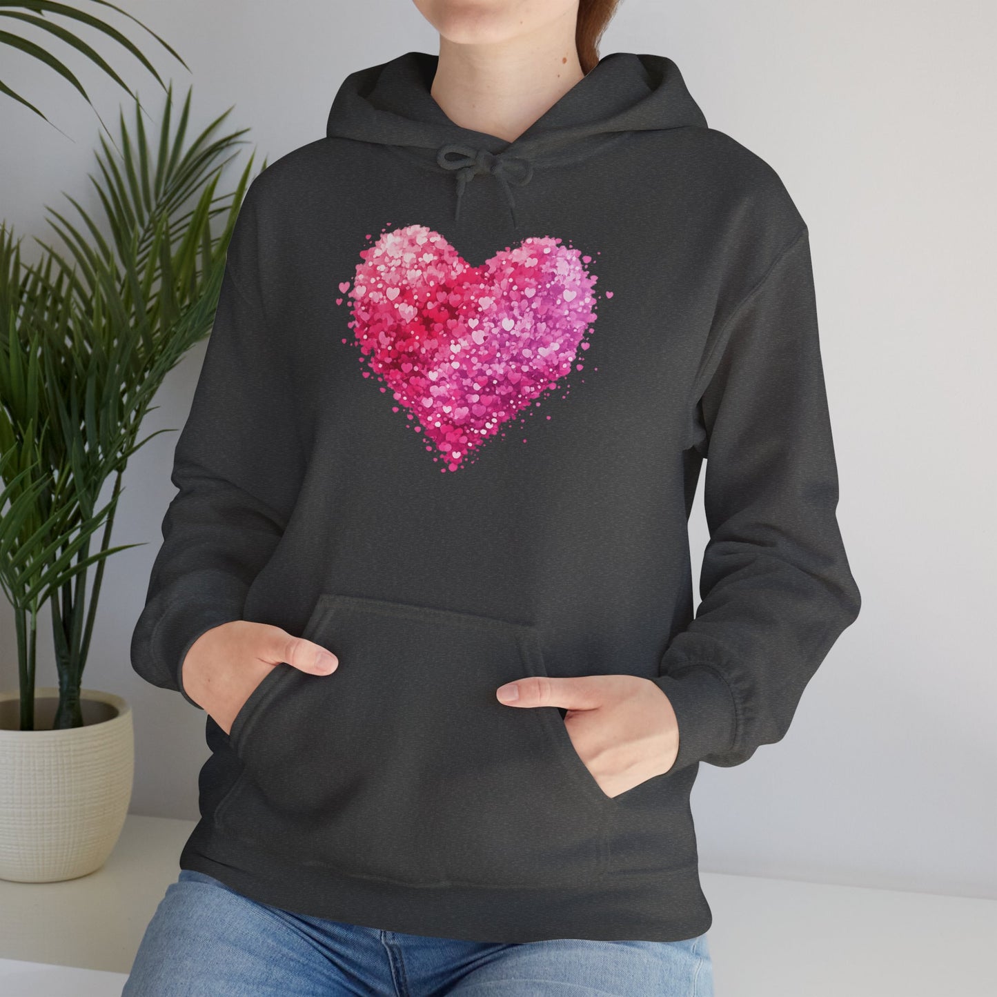 Cupid Skeleton Hoodie — Gothic Valentine Skeleton with Pink Hearts Pullover