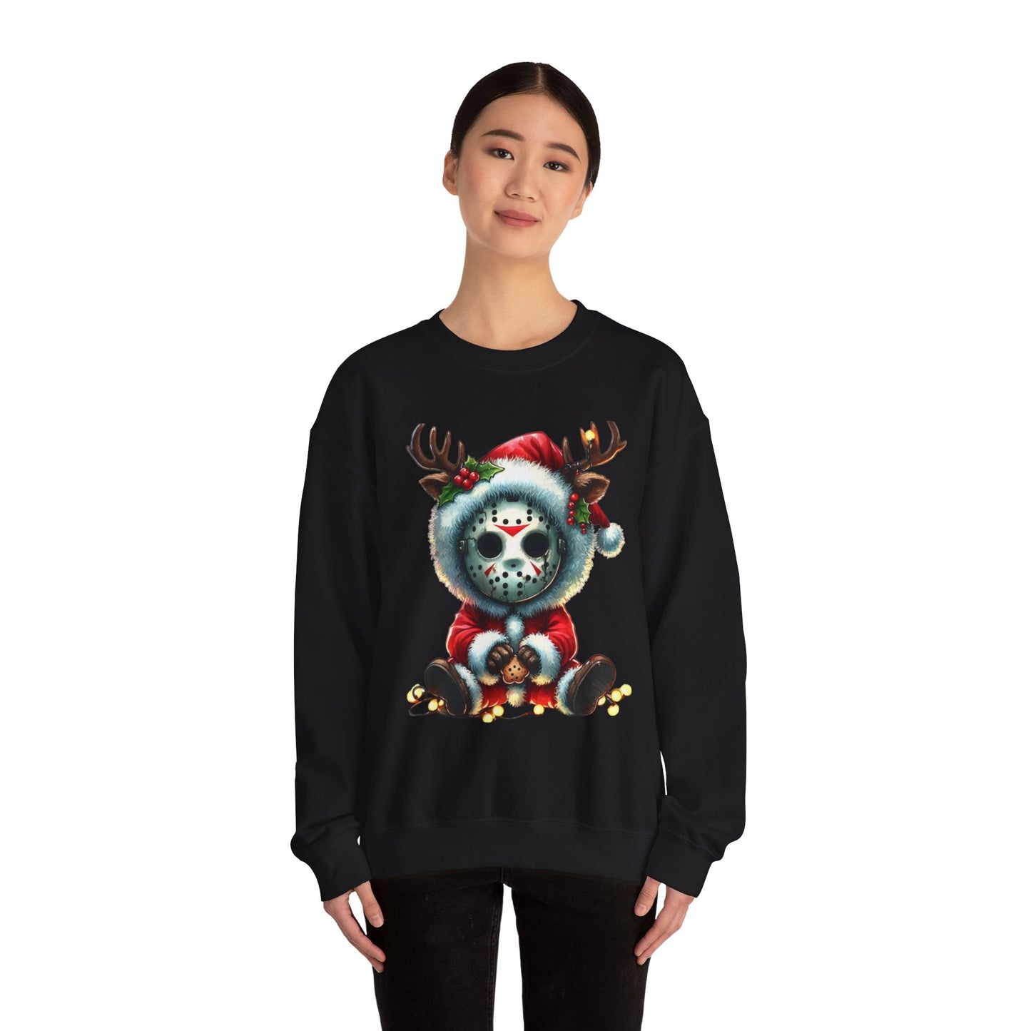 Christmas Jason Mask Sweatshirt — Cute Horror Holiday Crewneck