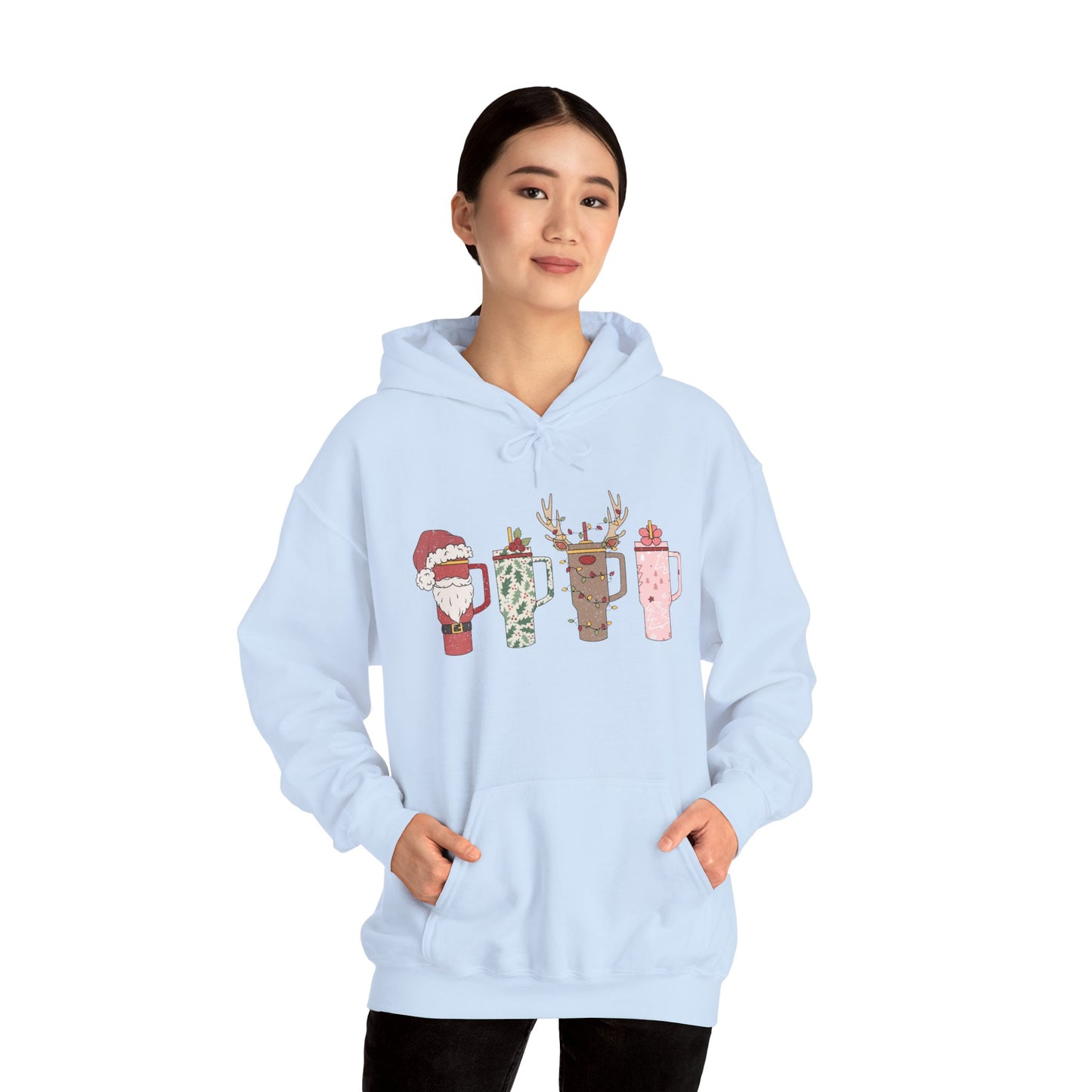 Festive Hot Beverage Hoodie, Holiday Sweatshirt, Unisex Cozy Pullover, Christmas Gift, Winter Apparel, Mug Design Hoodie