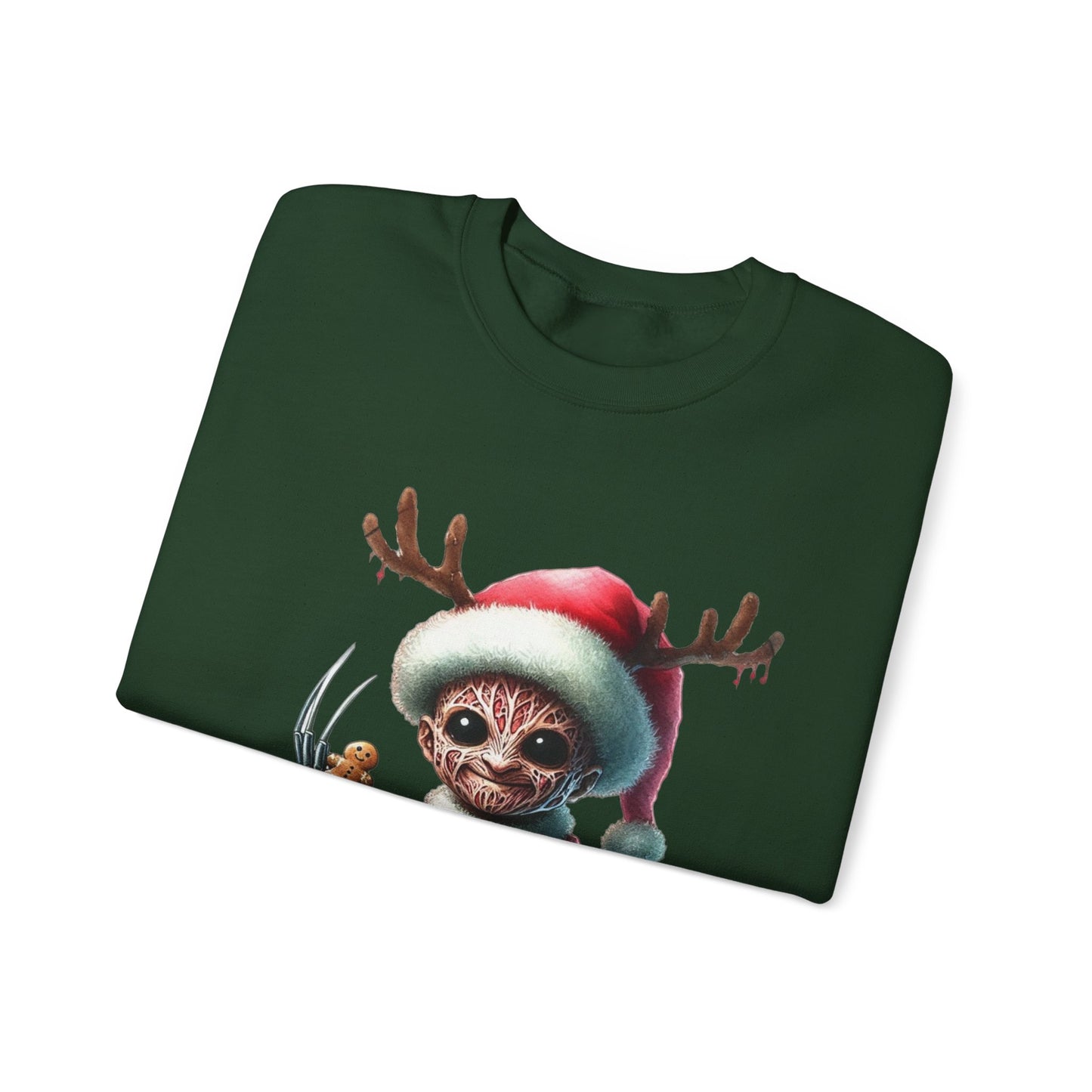 Christmas Cat Elf Sweatshirt — Cute Santa Kitten with Antlers Holiday Crewneck