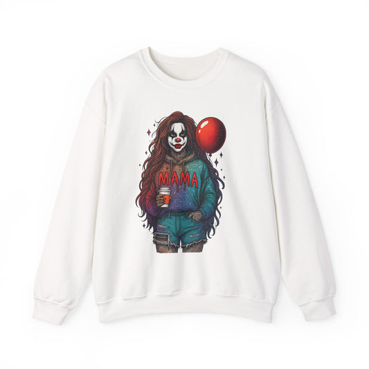Clown-themed Crewneck Sweatshirt for Moms, Cozy Gift for Mother's Day, Halloween Apparel, Trendy Casual Wear, Unique Graphic Top