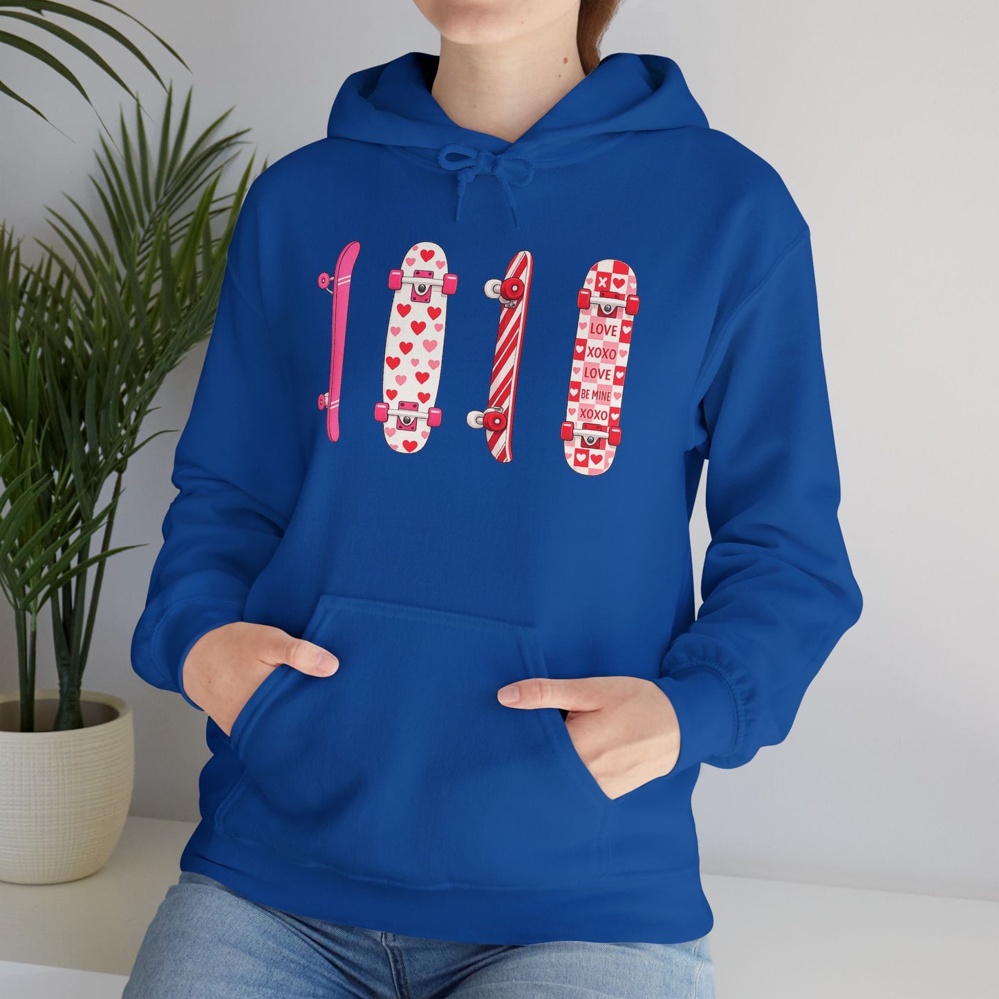 Valentine Skateboard Graphic Hoodie — Pink Heart Skate Decks