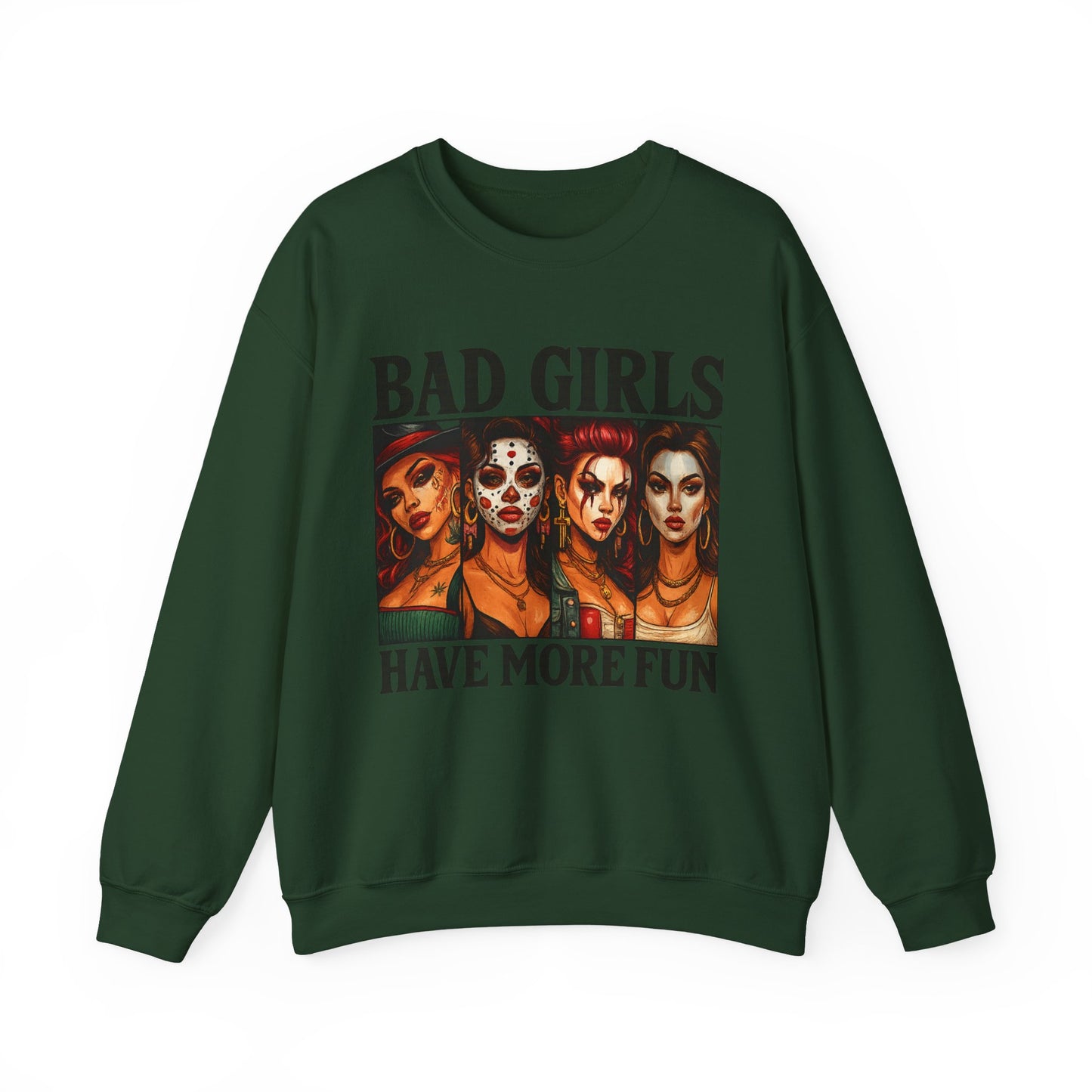 Stylish Crewneck Sweatshirt for Bold Girls | Bad Girls Have More Fun, Trendy Apparel, Casual Wear, Gift for Her, Halloween Fashion