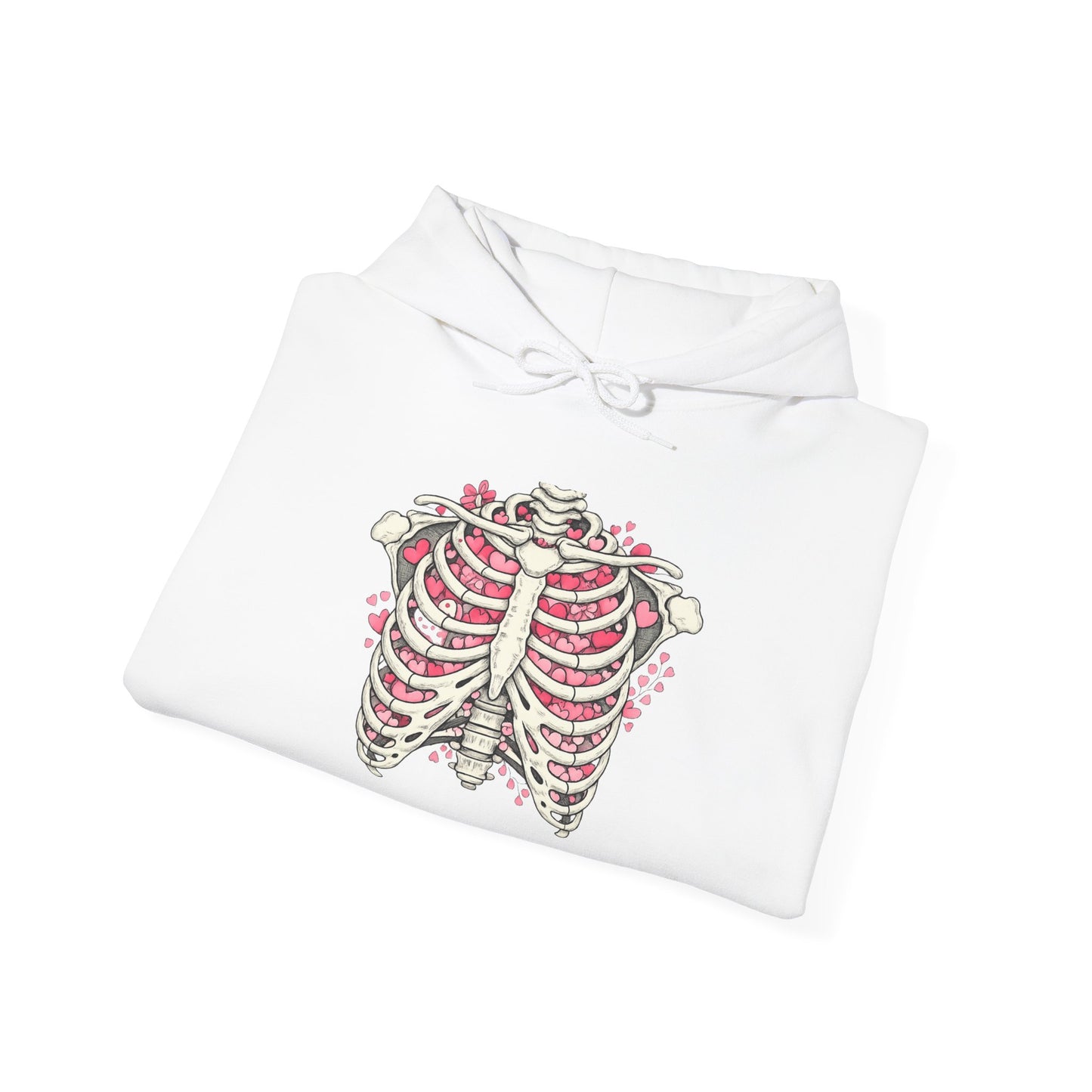 Ribcage Bloom Hoodie — Floral Skeleton Chest Graphic Sweatshirt