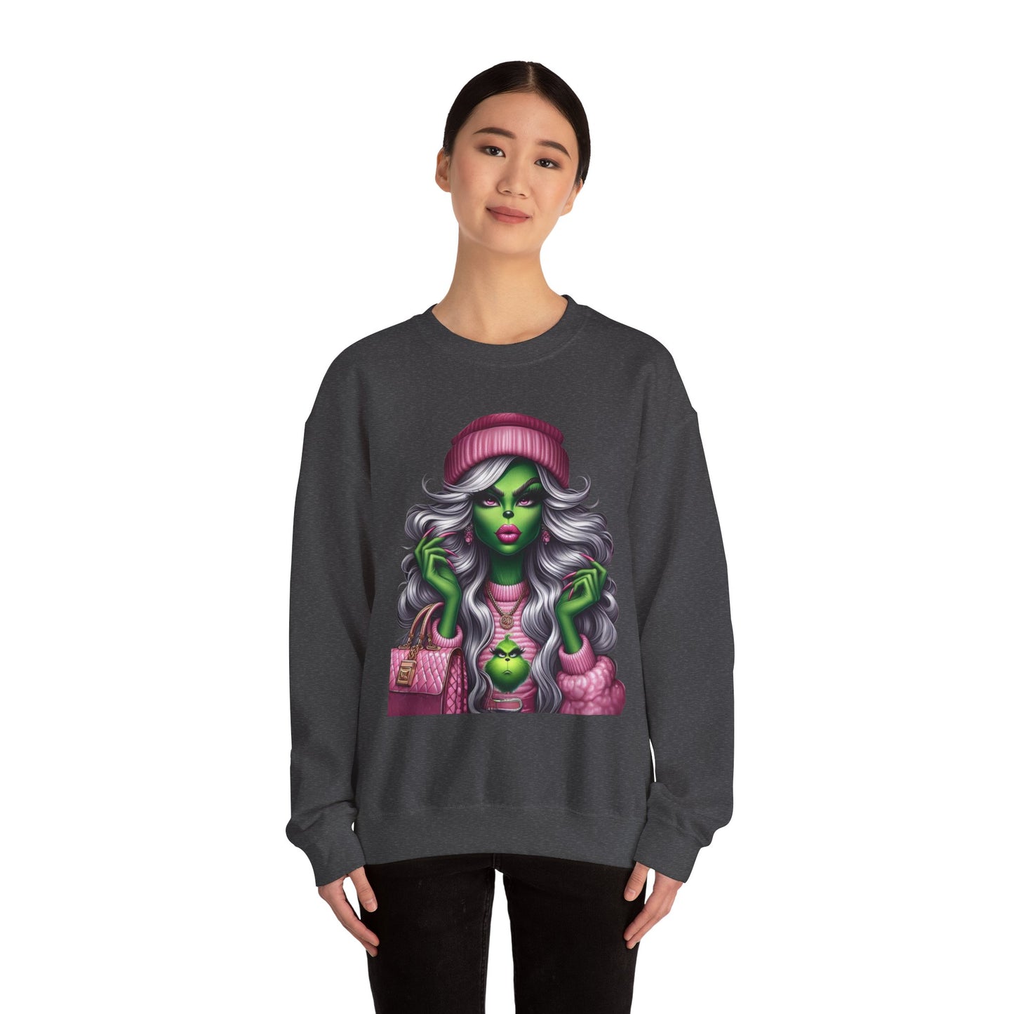 Witchy Glam Crewneck Sweatshirt – Green Glamour Girl Design