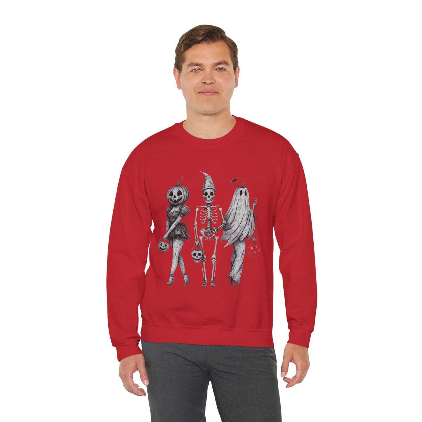 Halloween Sweatshirt with Ghosts and Ghouls Design