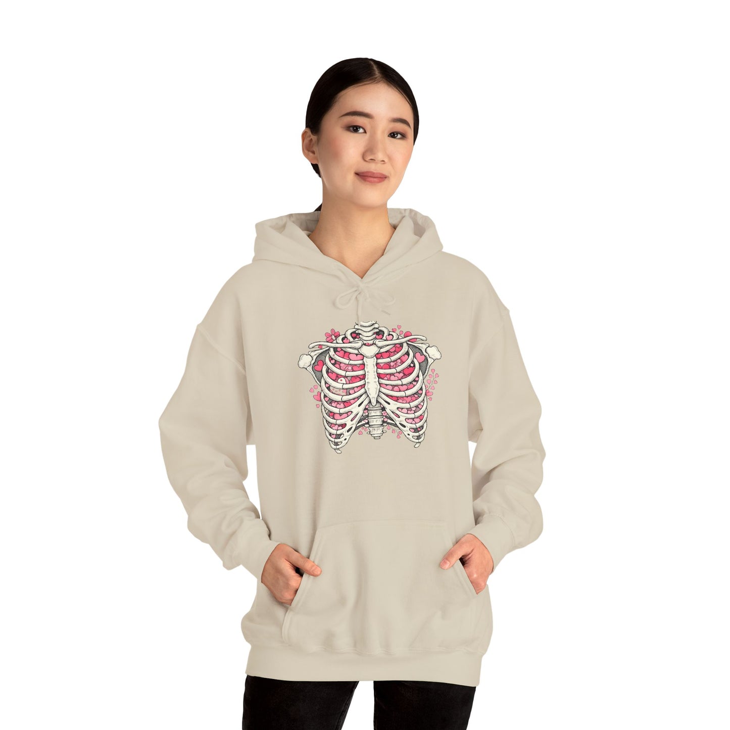 Ribcage Bloom Hoodie — Floral Skeleton Chest Graphic Sweatshirt