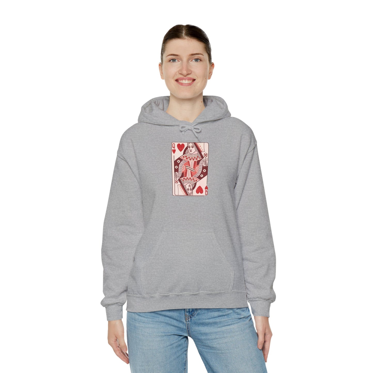 Queen of Hearts Hoodie – Vintage Playing Card Graphic Sweatshirt